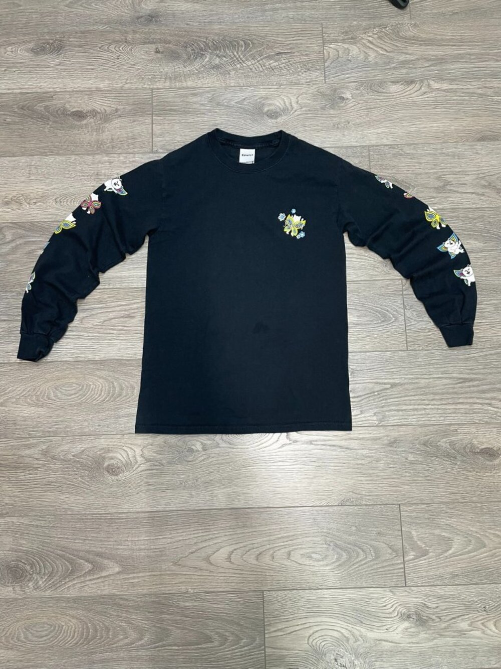 RIPNDIP Lord Nermal Graphic Long Sleeve Shirt Black Butterfly Mushroom Size Smal